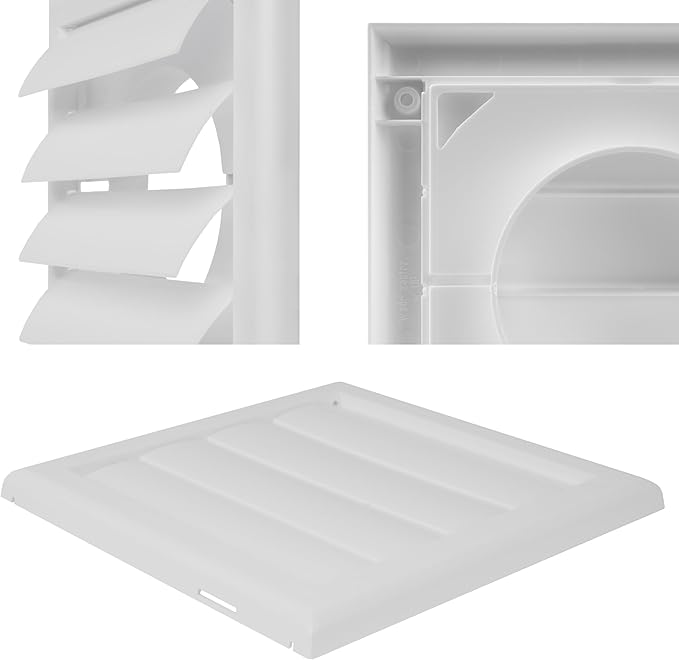 Repa Market 4 Inch Vent Cover - White Plastic Shutter Wall Vent Cover - Louvered Vent Cover for Outdoor - Hood Vent, Exhaust Vent for Bathroom, Kitchen, House HVAC Air Duct Vent Cover Outside