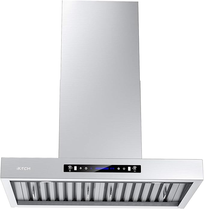 IKTCH 30 inch Wall Mount Range Hood, 900 CFM Ducted Range Hood with 4 Speed Fan, Durable Stainless Steel with Gesture Sensing & Touch Control IKP01-30