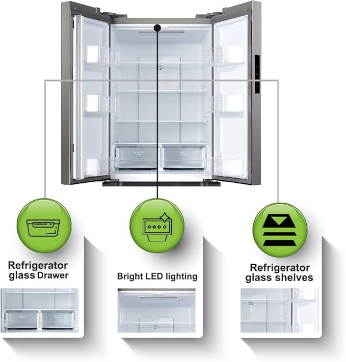 Hamilton Beach HBF1770 French Door Counter Depth Refrigerator with Freezer Drawer, 17.7 cu ft, Stainless Steel (Full Size)