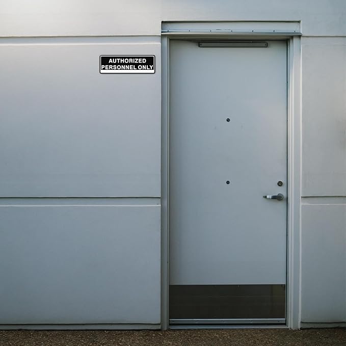 Door Sign,RAMIEYOO Acrylic Authorized Personnel Only Signs for Door,Black and White - 9"x 3" (Authorized Personnel Only)