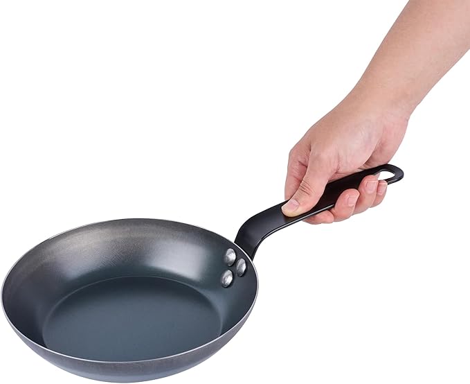 Restaurantware-Met Lux 8 Inch Fry Pans, 6 Lightweight Frying Pans - Induction-Ready, Triple-Riveted, Black Carbon Steel Cooking Skillets, Durable, For Searing, Sauteing, And Browning Food