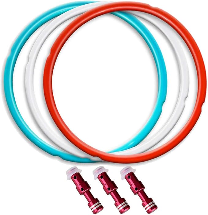 5Qt & 6Qt Pressure Cooker Accessories 3-Pack - Silicone Sealing Ring with Steam Release Valve Compatible with Instanpot Duo, Lux, Duo Plus, Ultra, and Viva Models.