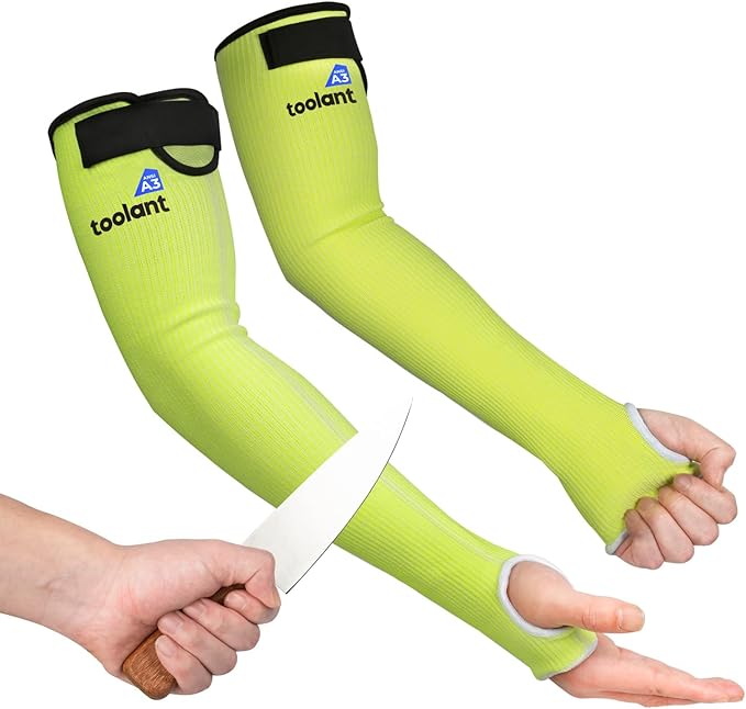 OriStout Cut Resistant Gardening Sleeves with Tumb Hole, Protective Arm Sleeves for Yard Work, Kitchen, Arm Guards for Biting, Pet Grooming, Gardening Gifts for Women, Green, 1 Pair