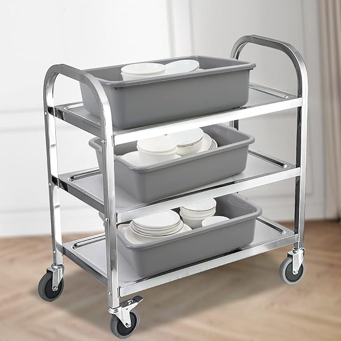 22 L Commercial Tote Box, Food Serving Bus Tub, 4 Pack, Grey