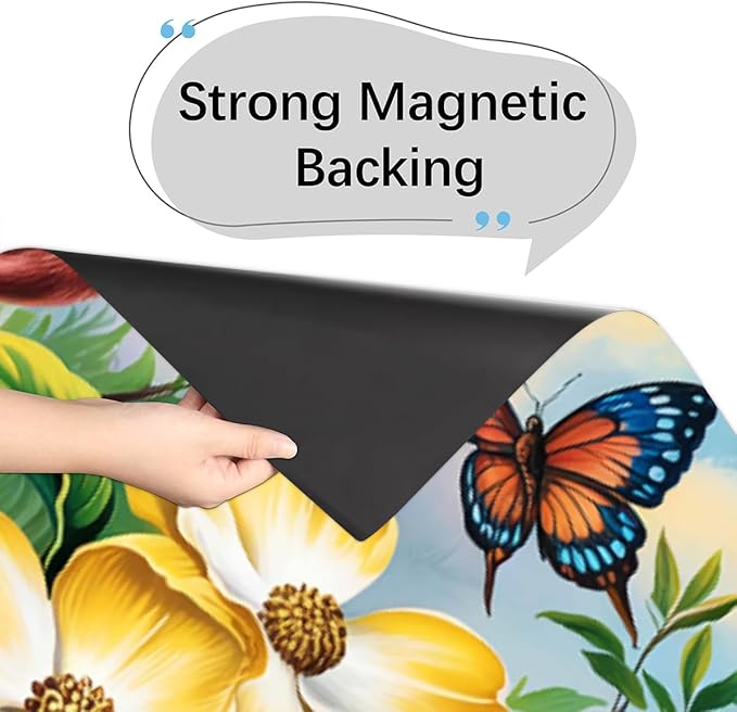 Flowers Birds Butterfly Dishwasher Magnet Cover Front Dishwasher Cover Decor Reusable Magnetic Door Cover Panel Decal Home Appliances Stickers Kitchen Refrigerator Fridge 23"x26"