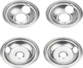 Chrome Drip Pan Stove Burner Covers, Electric Stove Burner Drip Pans for Whirlpool W10278125, 4 Pack (4x8")