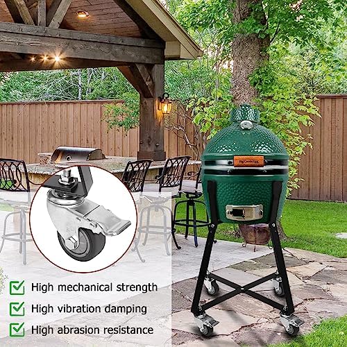 Rolling Cart for Kamado Joe Junior Accessories,Replacement for Kamado Joe Rolling Nest with Heavy Duty Locking Caster Wheels Powder Coated Steel Rolling Outdoor Cart for Kamado Joe Junior Grill Stand