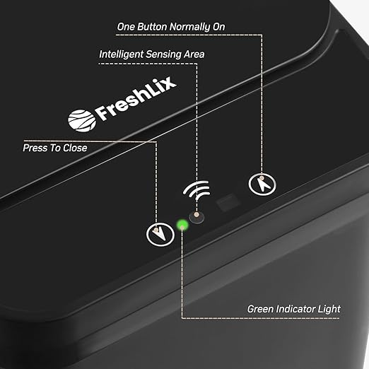 Bathroom Trash Can, 2.6 Gallon Automatic Motion Sensor Touchless Garbage Can, Waterproof Trash Bin with Lid, Narrow Small Waste Bin for Kitchen, Office, Bedroom, Black