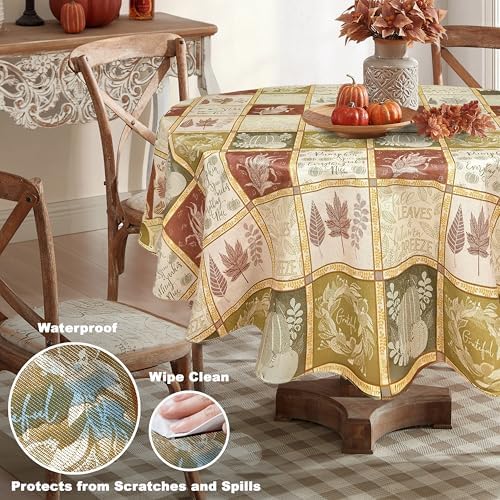 Newbridge Thanksgiving Harvest Breeze 70 Inch Round Vinyl Tablecloth