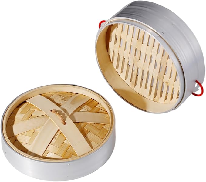 Steamer Basket Set with Aluminum Rim and Double Handles 20cm Mini Food Steamer for Dumplings and Vegetables for Home and Commercial Cooking