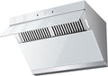 Under Cabinet Range Hood 30 Inch, 900 CFM Wall Mount Vent Hood with Auto-cleaning Function,Gesture & Touch Control, Silver Grey Tempered Glass Surface Kitchen Hood 3 Speed Exhaust Fan