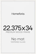 Homeforia 22.375x34 White Wood Puzzle Frame, High End Oak 22.375 x 34 Frames without Mat, Wooden 34x22.375 Hanging Picture Frames for Wall, 22.375by34 Poster Frames, Tempered Glass, Wall Kit, Set of 1