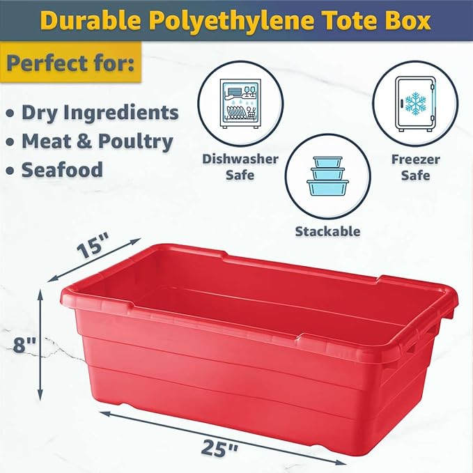 19"x26"x32" Mobile Aluminum Lug Rack with 2 Red Meat Lugs / Tote Boxes - NSF Heavy-Duty Commercial Storage Cart, Portable Aluminum Utility Rack with Casters for Kitchen, Restaurant, or Food Prep
