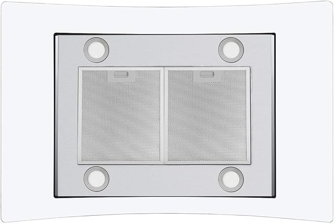 36 inch Island Range Hood 700 CFM Ceiling Mount Hood Stainless Steel Stove Vent Hood with Tempered Glass, Push Button Controls, Mesh Filters