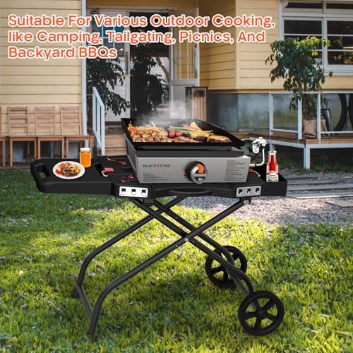 Outdoor Grill Stand for Weber Q1200, Q1000, Q2200, Q2400, Portable Grill Cart for Blackstone 17"& 22" Table Top Griddles, for Weber Grill,Griddle Stand for Blackstone,for Travel and Camping