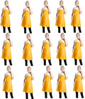 Total 15 PCS Plain Yellow Color Bib Aprons Bulk for Women Men Adult -Unisex Aprons with 2 Front Pockets (Yellow-15PCS)