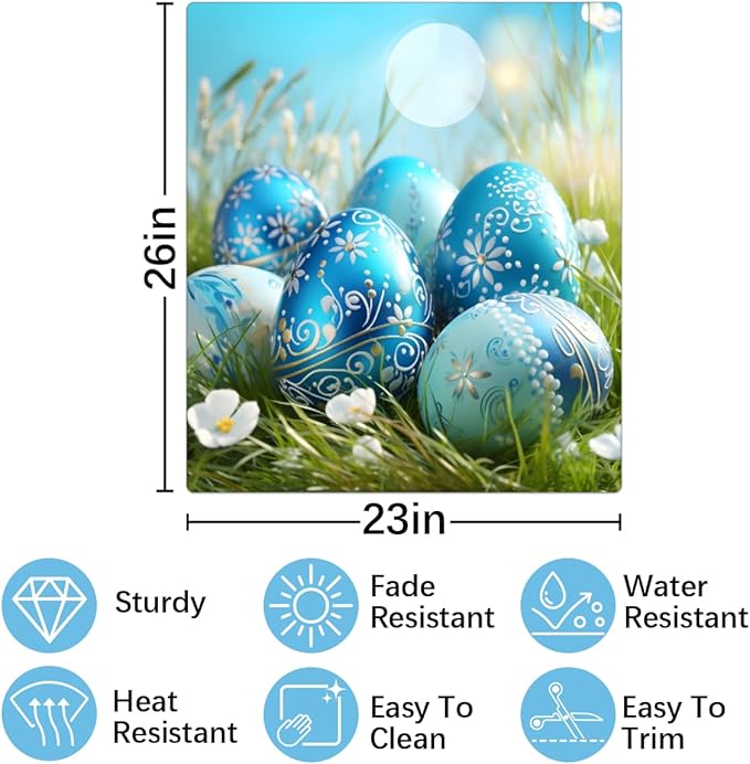 Easter Blue Eggs Meadow Flower Dishwasher Magnet Cover, Reusable Refrigerator Panel Stickers Microwave Front Door Covers Magnets for Kitchen Home Appliances Holiday Party Decorations 23 X 26 in