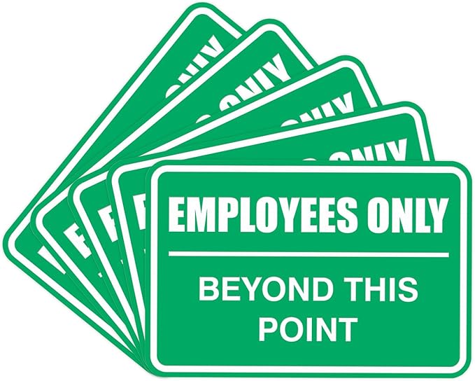 All Quality Classic Framed Employees Only Beyond This Point Wall or Door Sign | Easy to Install Business Signage - Large (Green) 5 Pack