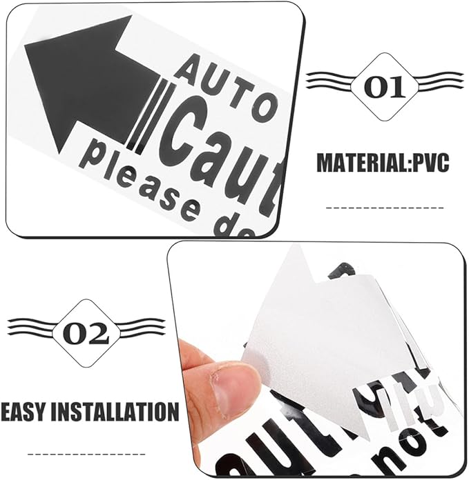 Automatic Car Door Warning Stickers 4Pcs Set, Waterproof Vinyl Decals for Van SUV, Removable Electrical Door Switch Safety Labels for Vehicle Exterior