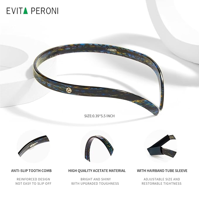 EVITA PERONI Hair Band for Eyewear: No Pressure, No Headache, Comfortable Thin Non-Slip Headbands for Women's Hair-White