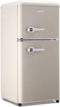 Anukis Mini Fridge with Freezer 3.2 Cu Ft 2 Door Compact Refrigerator for Apartment, Dorm, Office, Family, Basement, Garage - Retro Cream
