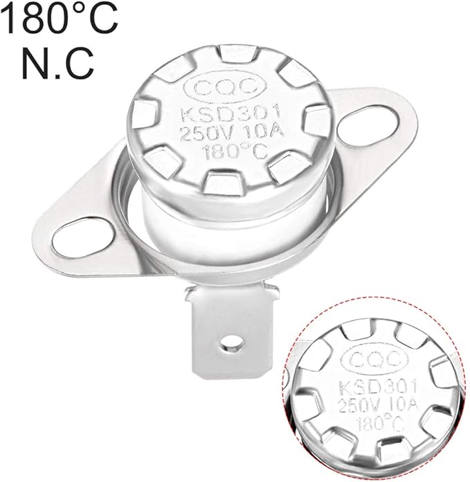 uxcell KSD301 Thermostat 180°C/356°F 10A Normally Closed N.C Adjust Snap Disc Temperature Switch for Microwaves,Oven,Coffee Maker 5pcs,Ceramic Material
