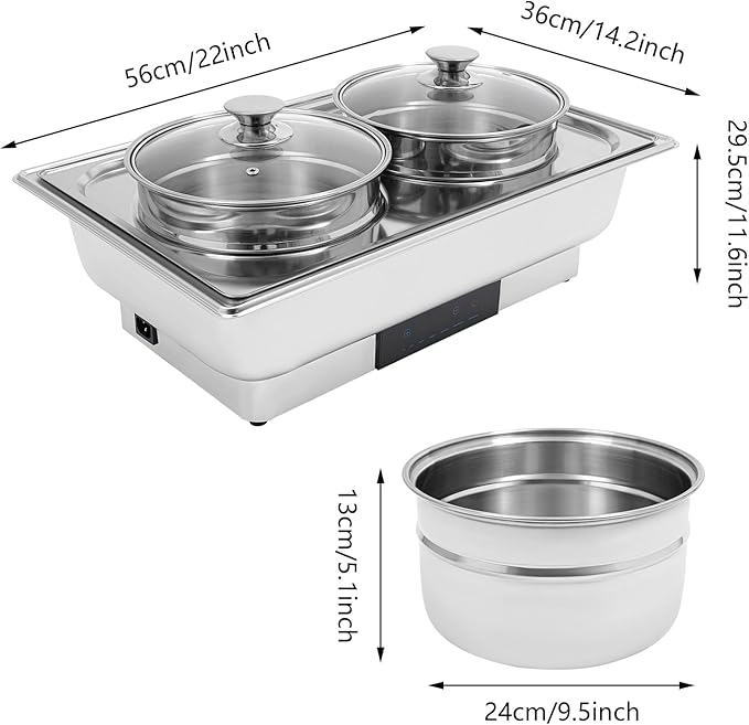 2-Pot Commercial Countertop Food Warmer, Commercial Grade Stainless Bain Marie Steel BuffetElectric Steam Table for Buffet Restaurant 2 x 4L