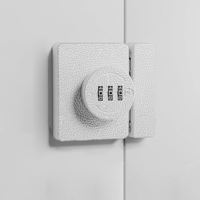 Keyless Combination Cabinet Lock, Anti-Pry 3-Digit Security for Swinging/Sliding Door, Drawer, Cupboard, Locker, Closet, Child Safety, Easy Installation (White, 2 Pack)