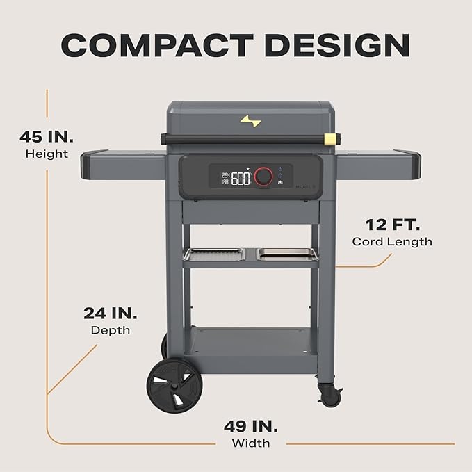 Current Model G Griddle, Smart Electric Outdoor Flat Top BBQ Grill with 200°F to 600°F Range for Searing & Roasting, Digital Precision, Apartment-Friendly & Weather-Resistant, Onyx
