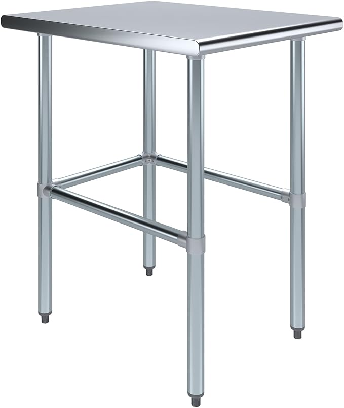 AmGood Stainless Steel Work Table Open Base | NSF | Laundry Garage Utility Bench (24" Long X 30" Deep)