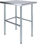 AmGood Stainless Steel Work Table Open Base | NSF | Laundry Garage Utility Bench (24" Long X 30" Deep)