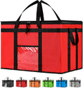 NZ home Insulated Bags for Food Delivery (3XL) Grocery Shopping Cooler Bag, Pizza Delivery, Hot & Cold Catering Tote, Reusable, Foldable & Heavy Duty (Red)