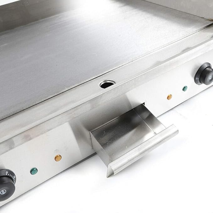 Commercial Electric Griddle, 3000W Countertop Flat Top Grill Dual Control Heavy Duty Stainless Steel Teppanyaki Griddle with Adjustable Temp Control 122°F-572°F 28.6"x15.7"(NO PLUG)