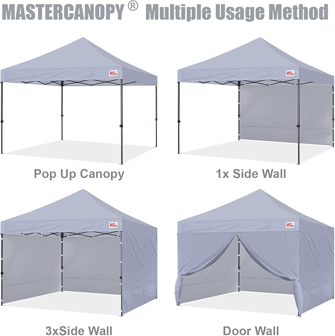 MASTERCANOPY Heavy Duty Pop-up Canopy Tent with Sidewalls (8x8,Gray)
