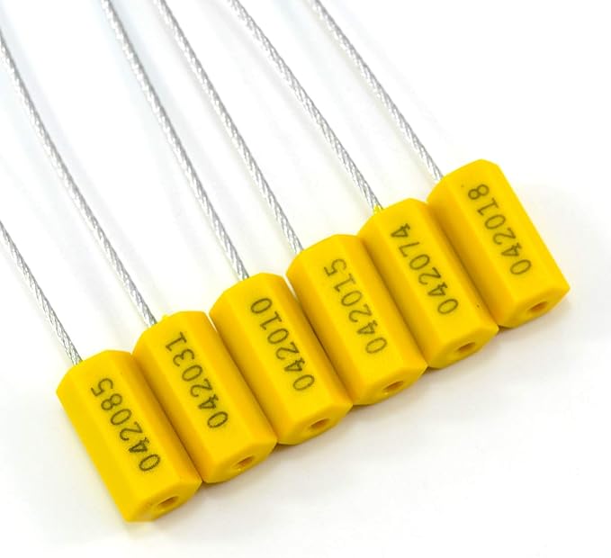 Leadseals(R) 100 Steel Cable Seals - Metal Security Seals for Truck & Trailer - Yellow, 100pcs