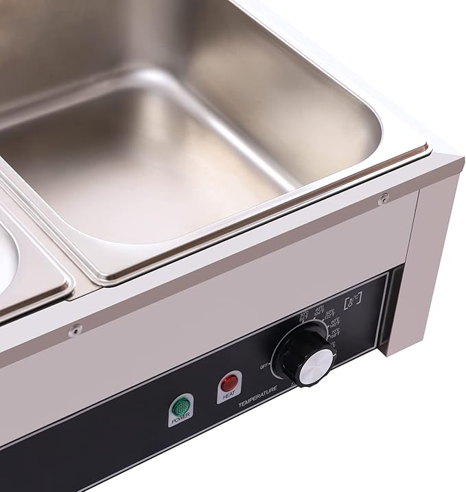 DYNAMI 110V 1500W Commercial Buffet Food Warmer,3 * 1/3 Pans(6.9Qt*3) Stainless Steel Electric Countertop Steam Table with Intelligent Thermostat Design,for Parties Buffet Catering