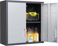 Garage Storage Cabinet Wall Cabinet with 2 Doors,Lockable Tool Cabinets Wall Mounted with Adjustale Shelves,Heavy Duty Steel Hanging Cabinets for Warehouse Kitchen Laundry,Assembly Required