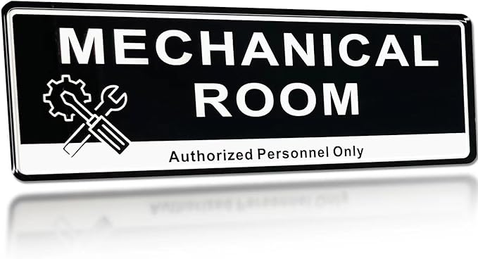Door Sign,RAMIEYOO Acrylic Authorized Personnel Only Signs for Door,Black and White - 9"x 3" (Mechanical Room)