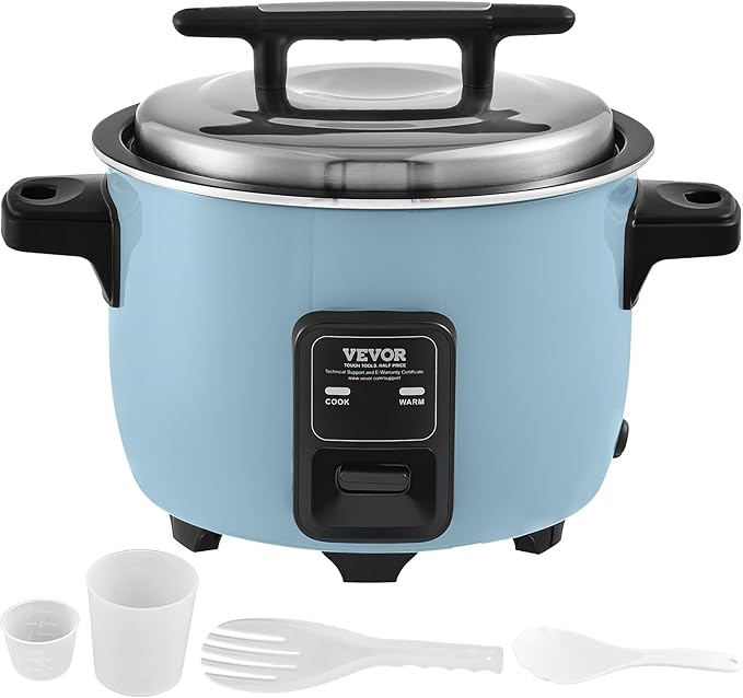VEVOR Commercial Rice Cooker, 60-Cup Rice Cooker, 13.74 Qt / 13 Liter Large Rice Cooker and Warmer with Nonstick Inner Pot, Fast Cooking and 24-Hour Keep Warm, with Rice Cup and Paddle, for Restaurant
