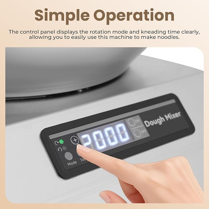 Commercial Dough Maker 17.64LBS/8KG, 1500W Electric Spiral Timer Kneader Double Rotating Flour Mixer Stainless Steel Doughs Mixer Kneading Machine with Face-up Touch Panel for Restaurant Bakery Home