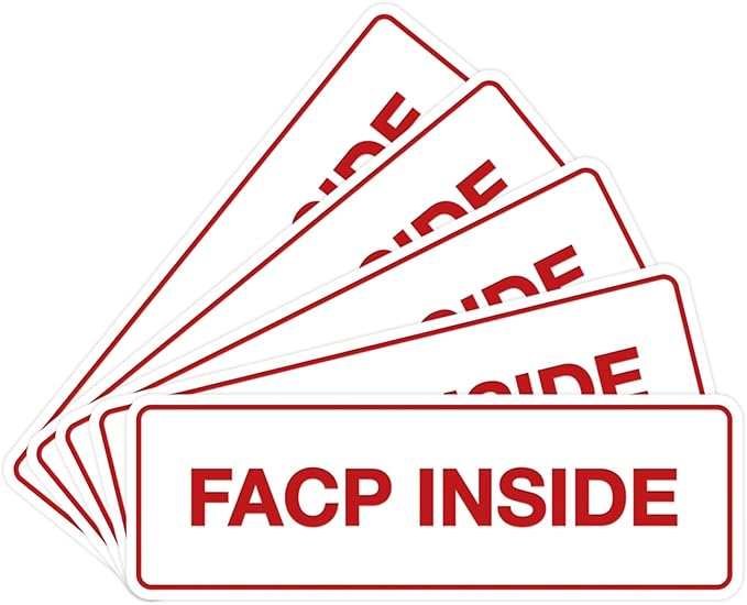 Signs ByLITA Standard FACP Inside Sign | Fire Safety Signage (White/Red) - Medium 5 Pack
