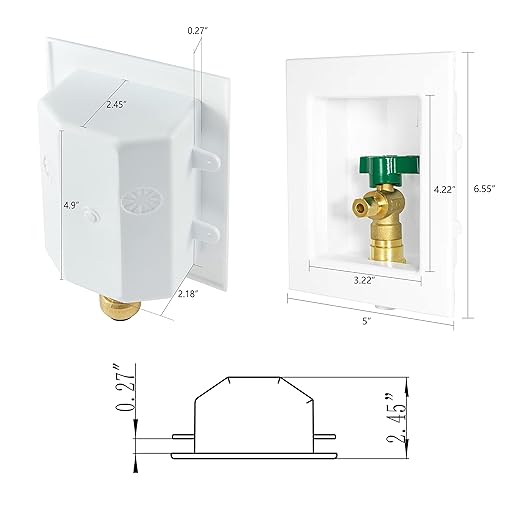 EFIELD Push-fit Pre-Assembled Ice Maker Outlet Box, 1/2-Inch Push-Fit Connection with Installed 1/4-Turn Ball Valve, White,(IM005)