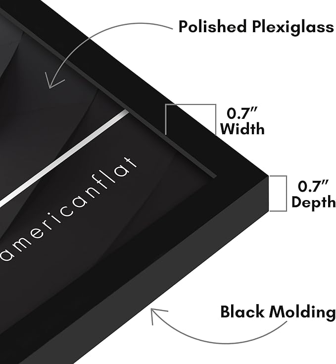 Americanflat 17x17 Picture Frame with Polished Plexiglass - Streamline Collection - Thin Border Square Frame for Wall Display - Hanging Hardware Included - Black