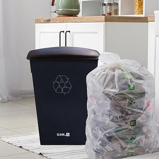 Restaurantware LID ONLY: RW Clean 1 Swing Top Trash Bin Lid Fits 23 Gallon Trash Can - Black Plastic Lid For Waste Basket Heavy-Duty Trash Can Sold Separately