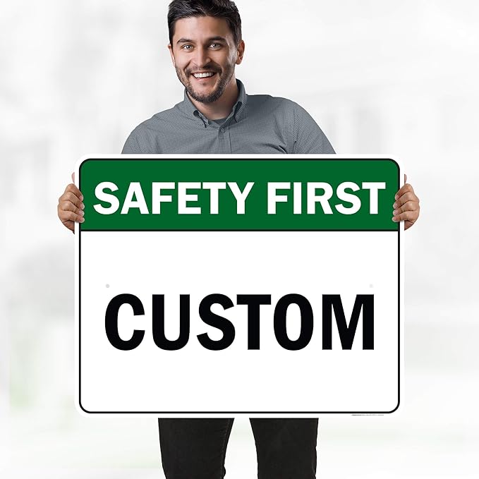Custom Safety First Sign, Ansi Sign, Osha Compliant, 24x30 Inches, Rust Free .063 Aluminum, Fade Resistant, Made in USA by My Sign Center