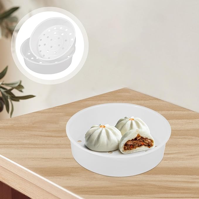 2pcs White Plastic Steamer Baskets for Rice Cooker and Steamer Multipurpose Porous Kitchen Gadgets for Steaming Rice Buns Eggs Vegetables Seafood and More