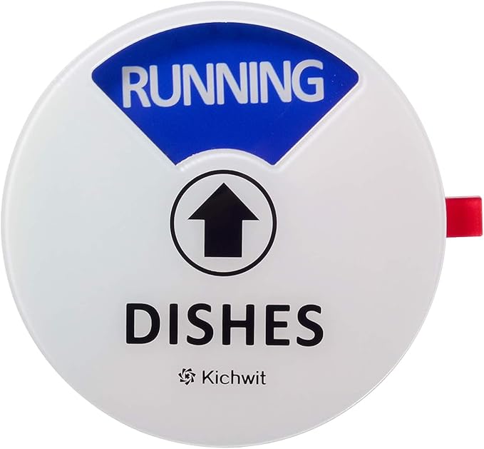Kichwit Dishwasher Magnet Clean Dirty Sign Indicator with Running and Empty Options, Works on All Dishwashers, Non-Scratch Strong Magnetic Backing, Residue Free Adhesive Included, 4 Inch, White