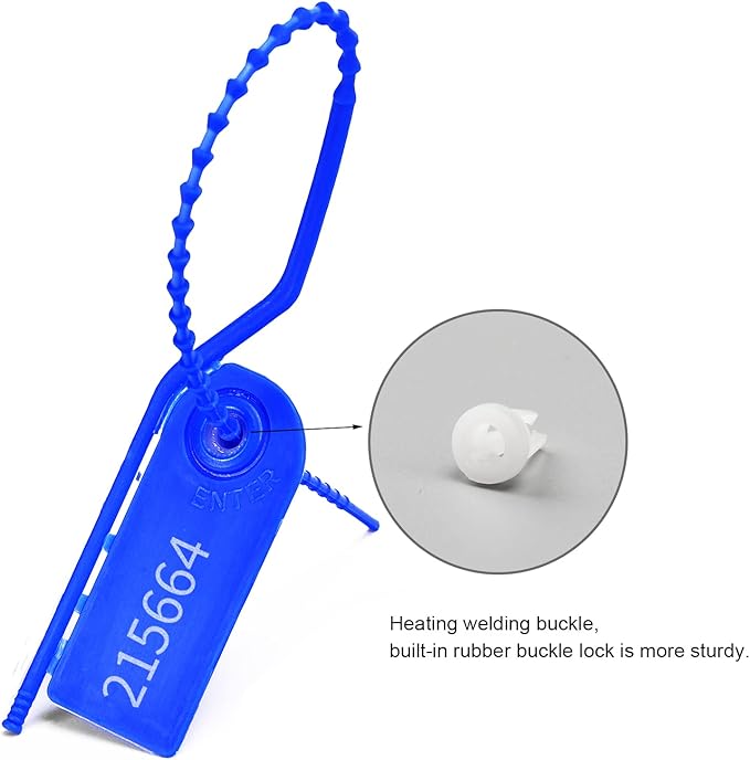 500 PCS Plastic Tamper Seals Pull Tight Security Seals Tags Breakaway Seals Numbered Zip Ties Disposable Self-Locking Ties for Fire Extinguisher, Tear Off Type, 210mm Length