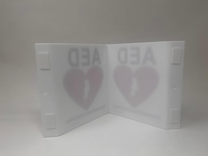 9" Width x 6" Height x 4" Depth Acrylic, Black/Red on White Standard AED "V" Sign