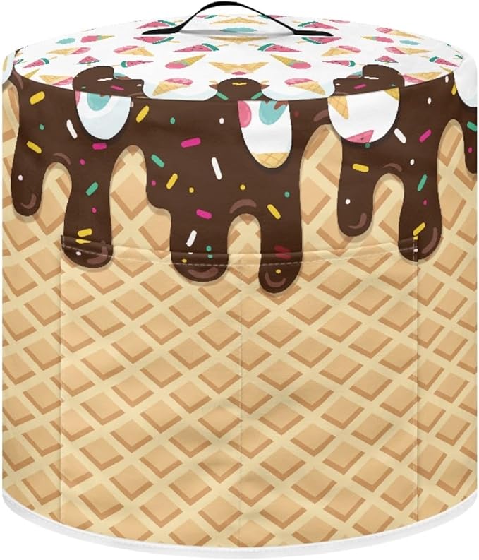 Xoenoiee Chocolate Ice Cream Pattern Pressure Cooker Cover for 3 qt Instant Pot, Kitchen Appliance Dust Cover with Pockets for Rice Cooker Air Fryer Slow Cooker